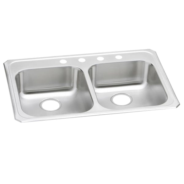 Celebrity Stainless Steel 33 X 21-1/4 X 5-3/8 Equal Double Bowl Top Mount Sink